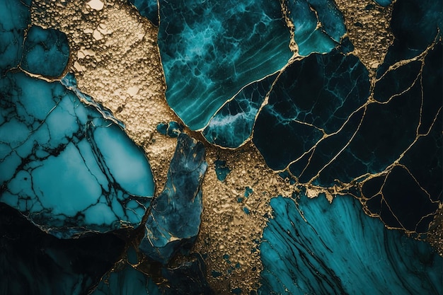 Fondo de invitación de fondo azul y dorado verde azulado de mármol abstracto