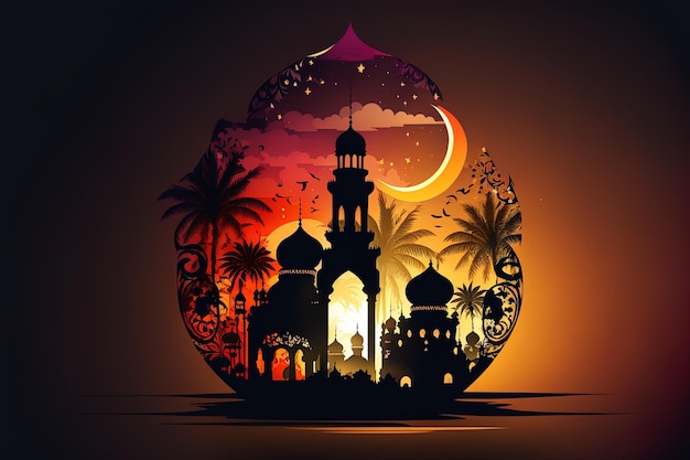 Fondo islámico con espacio de copia vacío bueno para un evento especial como Ramadán o Eid Al-Fitr