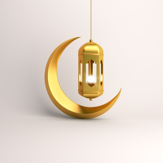 Fondo islámico linterna de oro y media luna