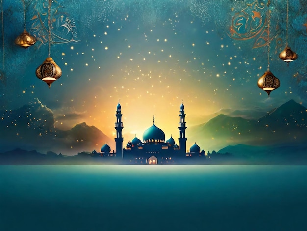 Fondo islámico de Ramadán eid mubarak generado por IA