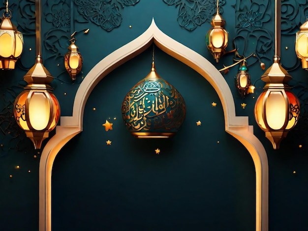 Fondo islámico de Ramadán eid mubarak generado por IA