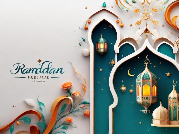 Fondo islámico de Ramadán eid mubarak generado por IA