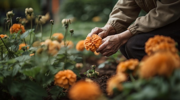 Fondo de jardinería de flores Ilustración AI Generativo