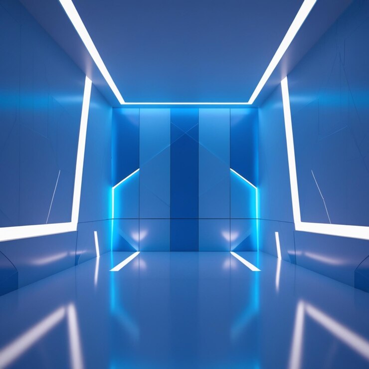 El fondo de juego azul claro de Futuristic Blue Room