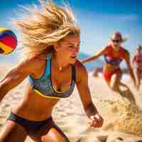 Foto fondo de juego de voleibol de playa