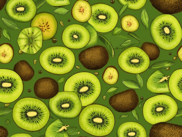 Fondo de kiwi como IA generativa de mosaico sin fisuras