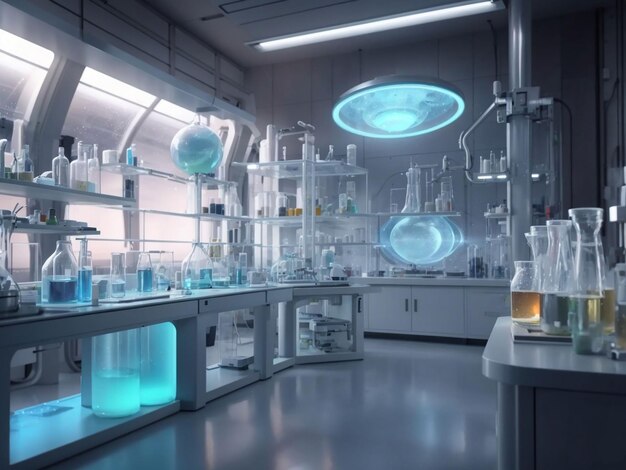 Fondo de laboratorio de ciencias futuristas