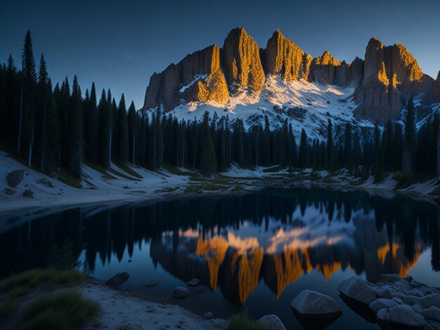 Foto fondo del lago de montaña