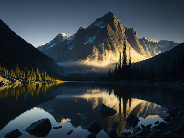 Fondo del lago de montaña