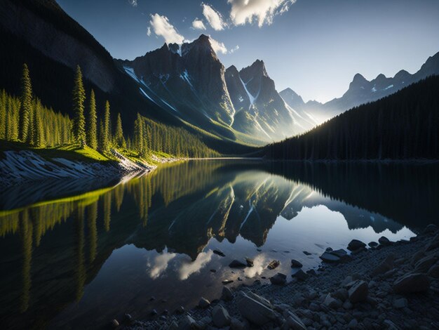 Fondo del lago de montaña