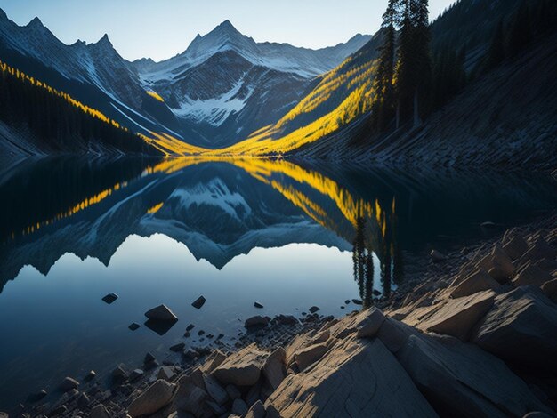 Fondo del lago de montaña