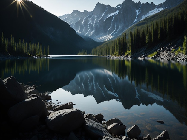 Foto fondo del lago de montaña