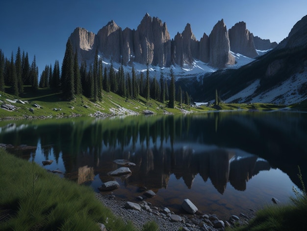 Foto fondo del lago de montaña