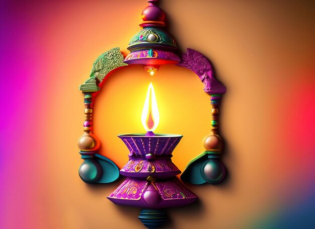 Fondo de lámpara de Diwali con colores