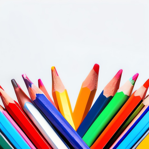Un fondo de lápices mínimos un arco iris vibrante