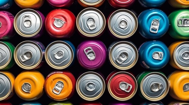 El fondo de las latas de refresco hechas de metal el punto de vista