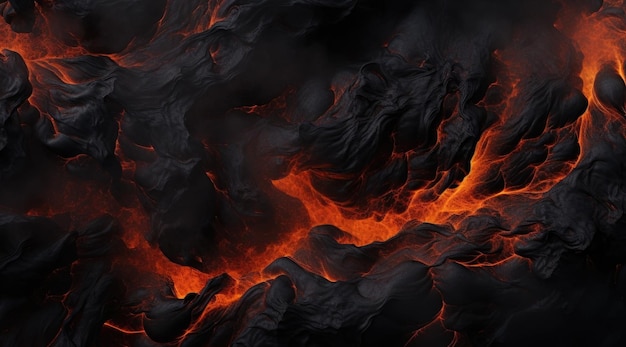 El fondo de la lava del volcán