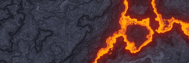 Fondo de lava volcánica abstracta renderizada en 3D