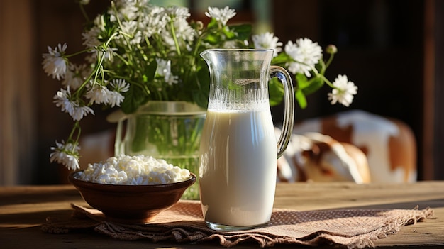 Fondo de leche y vaca xA