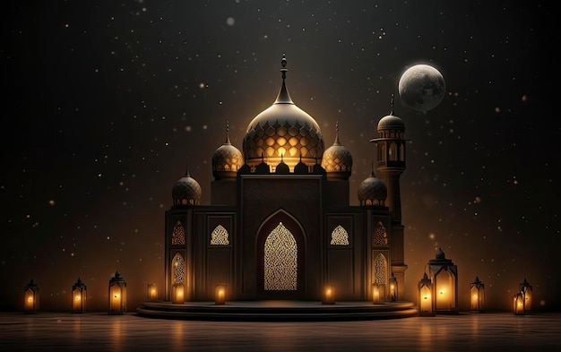 Fondo legante para un cartel con un tema del Ramadán decorado con una linterna