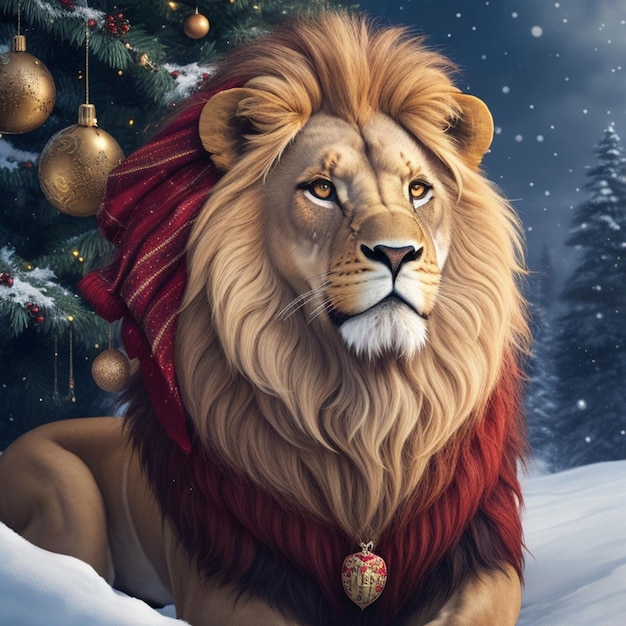 fondo de león de navidad