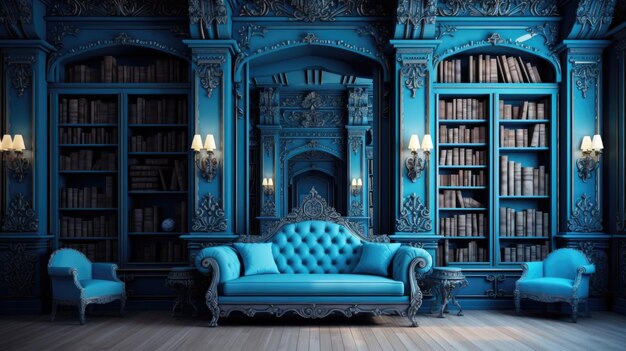 El fondo de las librerías es de color azul ártico