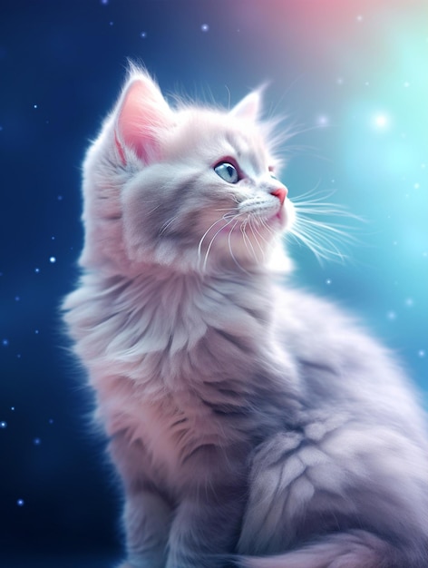 Fondo lindo gato blanco curioso