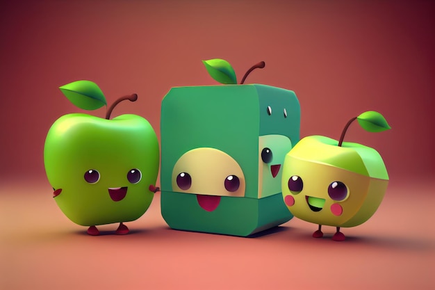 Fondo de un lindo personaje de Apple en 3D