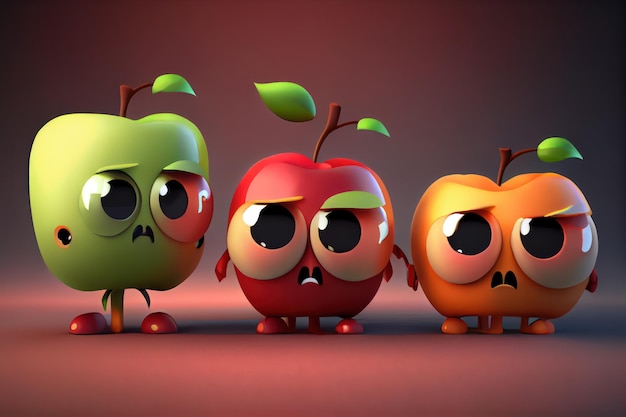 Fondo de un lindo personaje de Apple en 3D