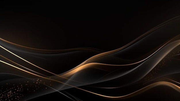 Fondo de líneas negras y doradas abstractas con efecto de luz