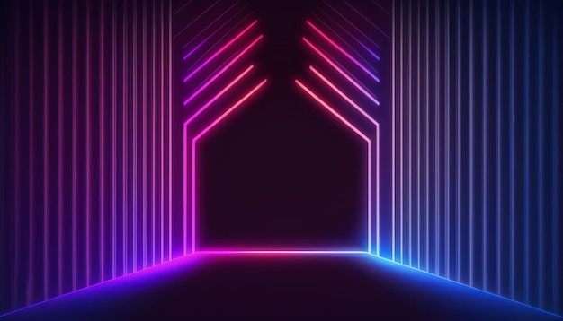 Fondo de líneas de neón rosas y azules