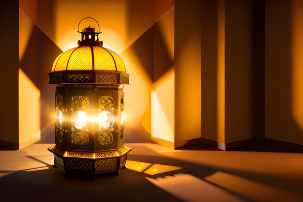Fondo de linterna vintage para Ramadan Mubarak Eid con fondo de espacio de copia IA generativa