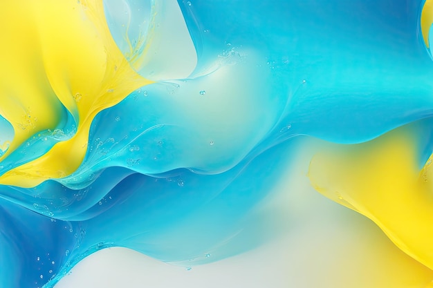 Fondo líquido abstracto azul y amarillo diseño de fondo ai generativo