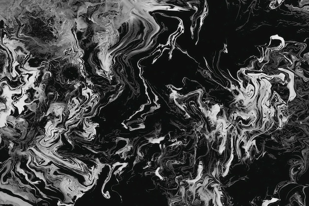 Fondo líquido negro abstracto Textura de remolino de tinta de aceite degradado de mármol