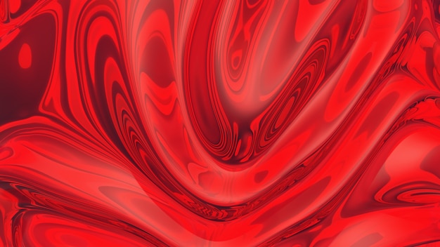 Fondo líquido rojo. Ilustración abstracta, render 3d.