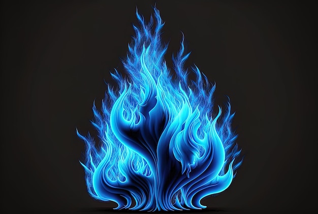Fondo de llama imagen de fuego azul realista en negro