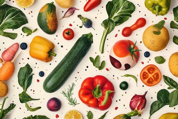 Fondo lleno ilustrado de verduras frescas