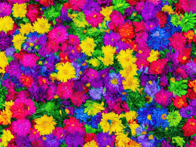 Fondo lleno de textura floral en colores saturados brillantes