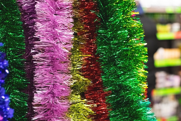 Fondo de lluvia multicolor para árbol de Navidad