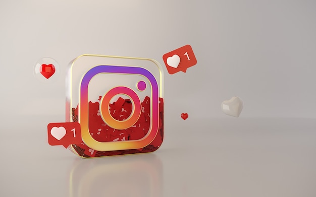 Fondo de logo de aplicación de instagram 3d