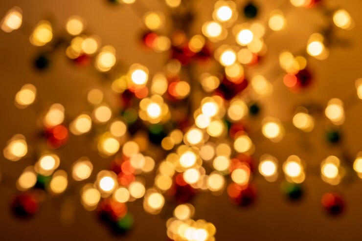 Foto fondo de luces de árbol de navidad defocused