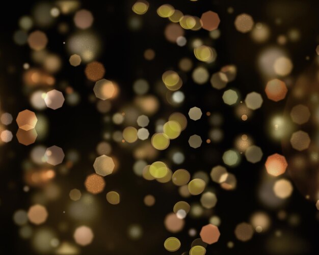Fondo de luces bokeh borrosas doradas Efecto de luces de resplandor mágico abstracto