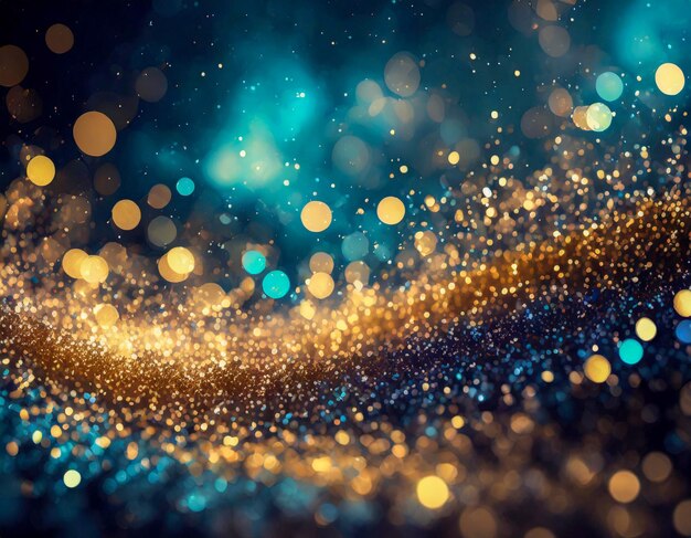 fondo de luces brillantes abstractas estandarte de oro azul