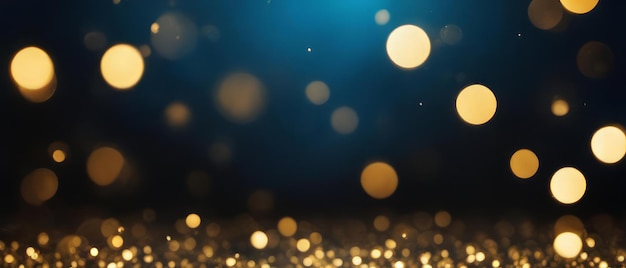 fondo de luces brillantes abstractas oro azul y negro de bandera enfocada
