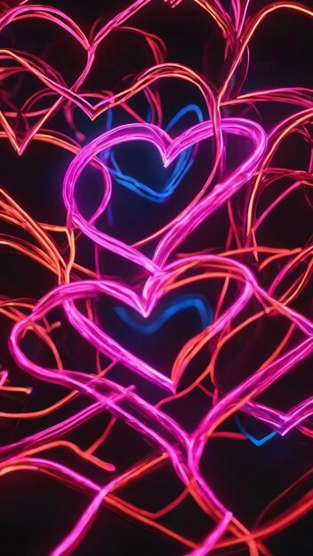 Foto fondo de luces de neón en forma de corazón