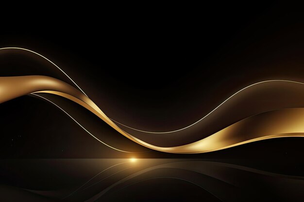 fondo de lujo dorado con decoración de línea dorada y efecto de luz curva con elementos bokeh