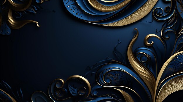 Fondo lujoso ornamental dorado y azul.