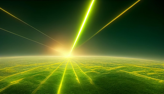 Fondo de luz láser verde. Textura de fondo de velocidad y tecnología del concepto infinito.