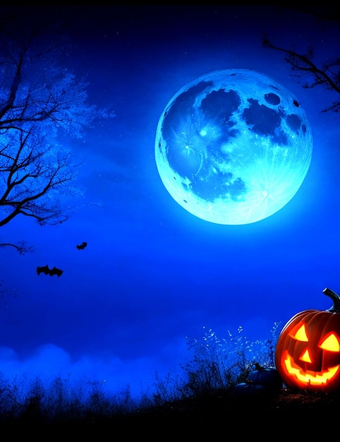 Foto el fondo de la luz de la luna de halloween pumpkin