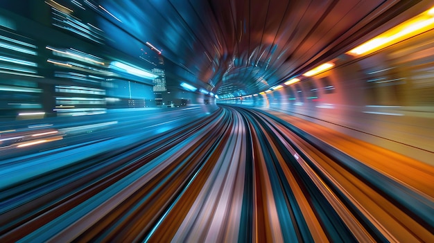 El fondo de luz de movimiento de la vía MRT de alta velocidad en Tokio, Japón